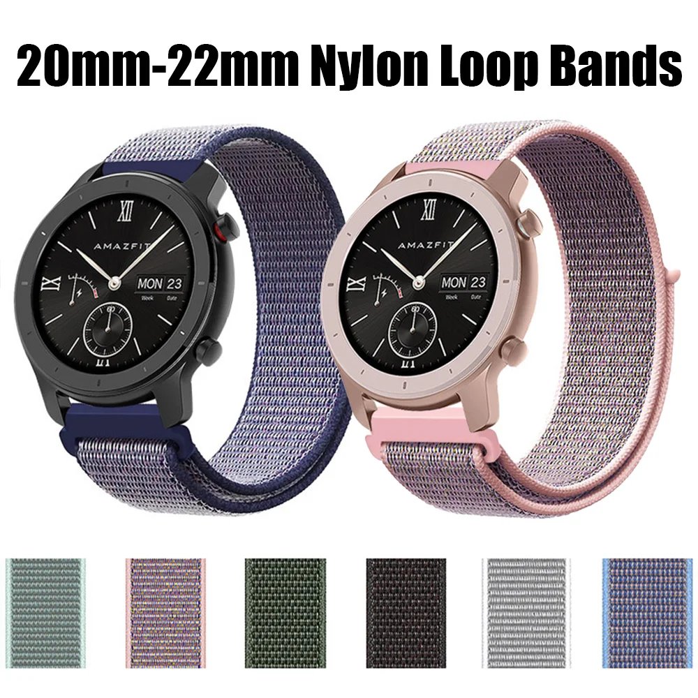 Нейлоновые ремешки-петли для Samsung Galaxy Watch 6-4-7-FE classic/5 Pro/active 2/Gear S3 20 мм-22 мм, браслет Huawei watch GT 3 pro, ремешок