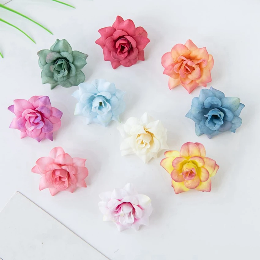 20Pcs Silk Small Rose Head Multicolor Artificial Flowers For Christmas Wreath Decoration Home vase Wedding DIY Brooch Candy Box