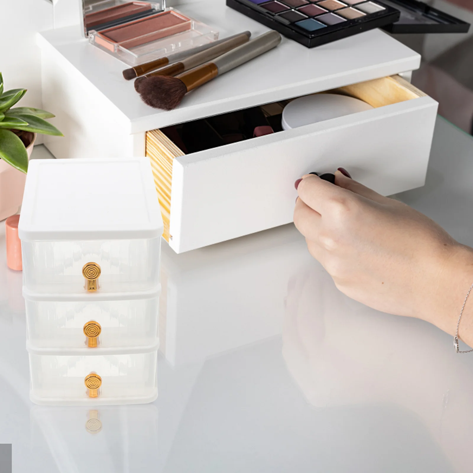 

Desk Drawer Box Desktop Organizer Clear Makeup Cosmetics Storage Case Small Storage Drawers Office Supplies Organizer