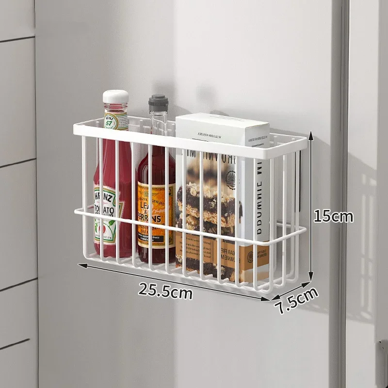 Multi-function Magnetic Fridge Storage Rack Magnetic Paper Towel Holder Household Wall Hanging Basket Kitchen Organizer Shelf