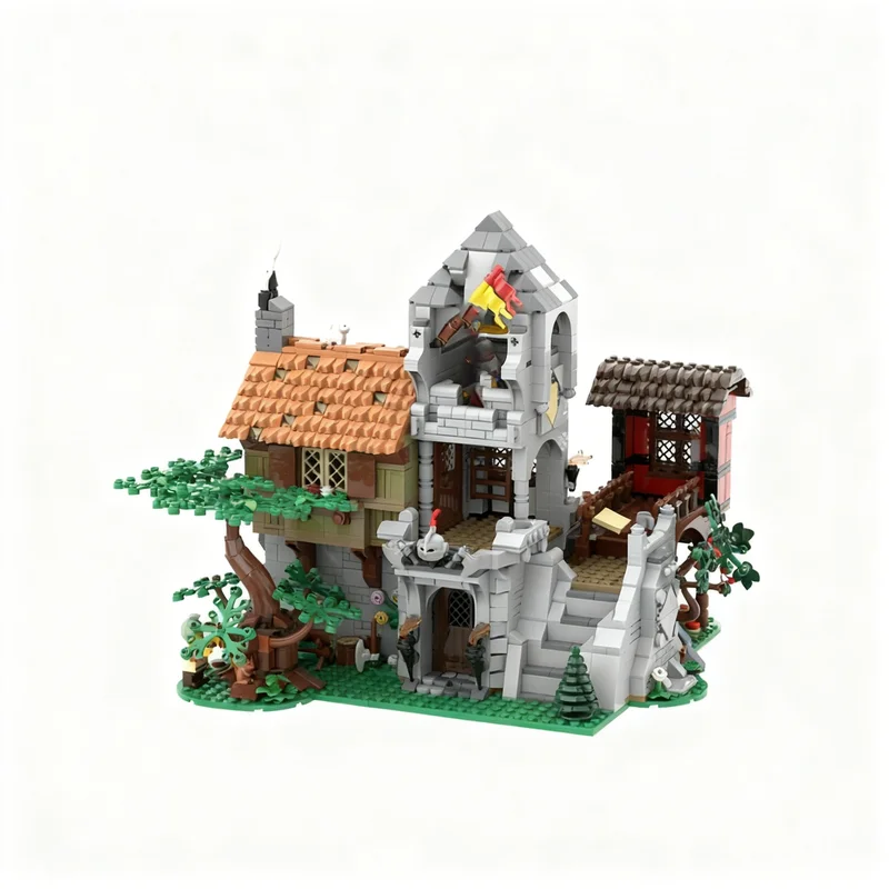 ตัวต่อ MOC 2371 ชิ้น ชุดสร้างปราสาทแบบอื่นของ The Manor Baron รุ่น Lion Knights ของเล่นตัวต่อแบบประกอบเอง ของขวัญคริสต์มาส ของเล่นสถาปัตยกรรม ไอเดีย DIY