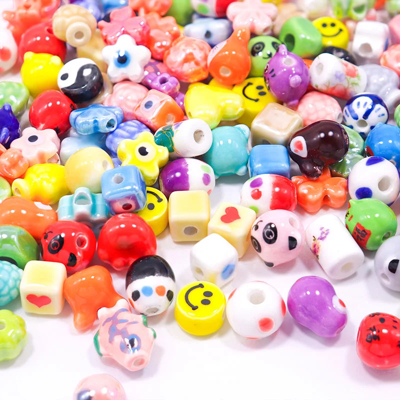 Mixed Shaped Colored Ceramic Beads For Jewelry Making DIY Earring Bracelet Flower Shape Animal Shape Ceramic Jewelry Accessories