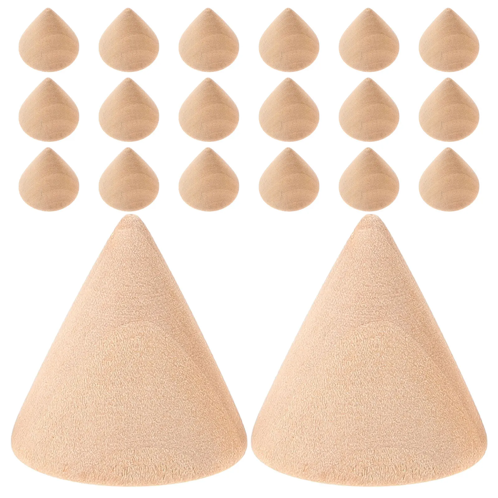 

20pcs Unfinished Wood Cones Diy Cone Shape Crafting Ornament-Jewelry Display Stand-Unfinished Wood Craft For Painting Graffiti