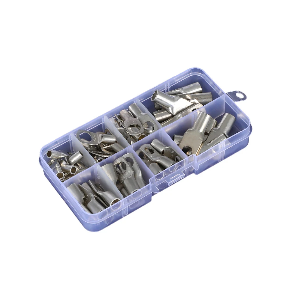 

60 PCS Common Bolt Hole Tinned Copper Cable lugs Battery Terminals set Wire Connector SC6-5 6-6 10-6 10-8 16-6 16-8 25-6 25-8