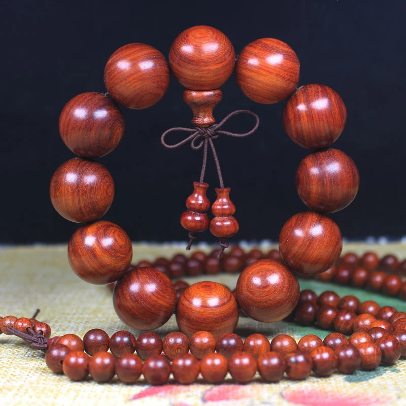 

Small-leaf red sandalwood , wooden Buddhist bead bracelet, popular redwood jewelry for men and women