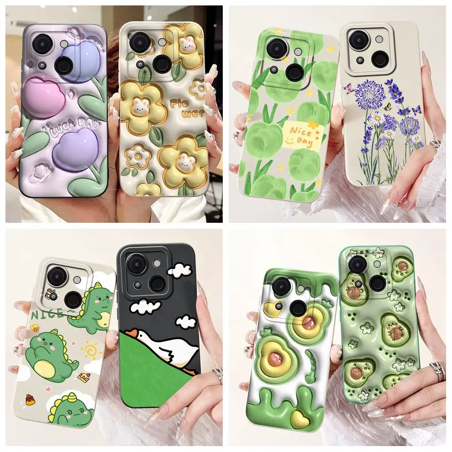 For Cover Itel A50C 4G Phone Case Popular Flower Avocado Camera Protection Soft Silicon TPU Funda For ItelA50C A06 A 06 4G Coque