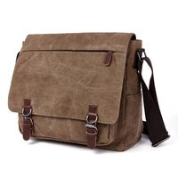 Men Messenger Bag Portable Shoulder Pack Retro Canvas Office Business Travel Crossbody Bag Large Capacity Commuting Satchel Y75A