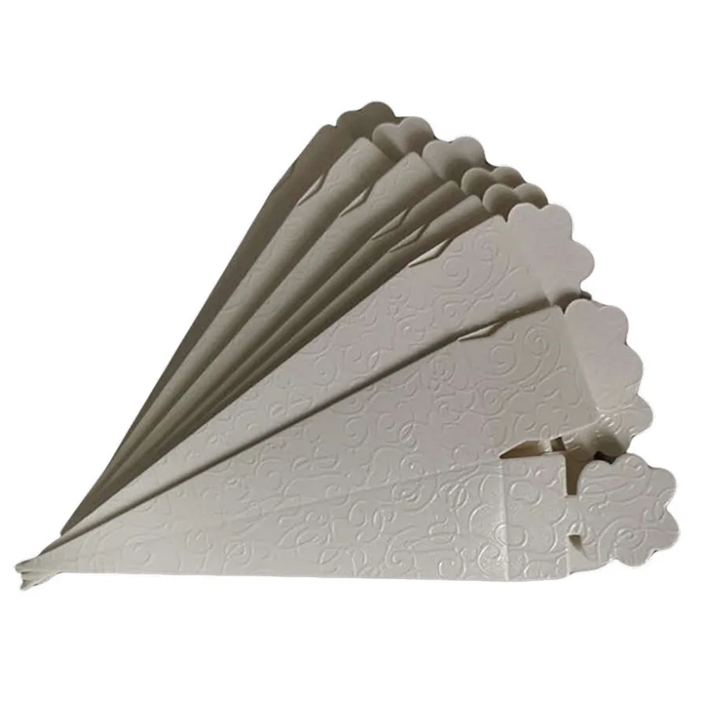 

50pcs Ice Wedding Candy Box Cone Wedding Candy Box White Paper Boxes for Party Favor Gift Packaging Premium Quality