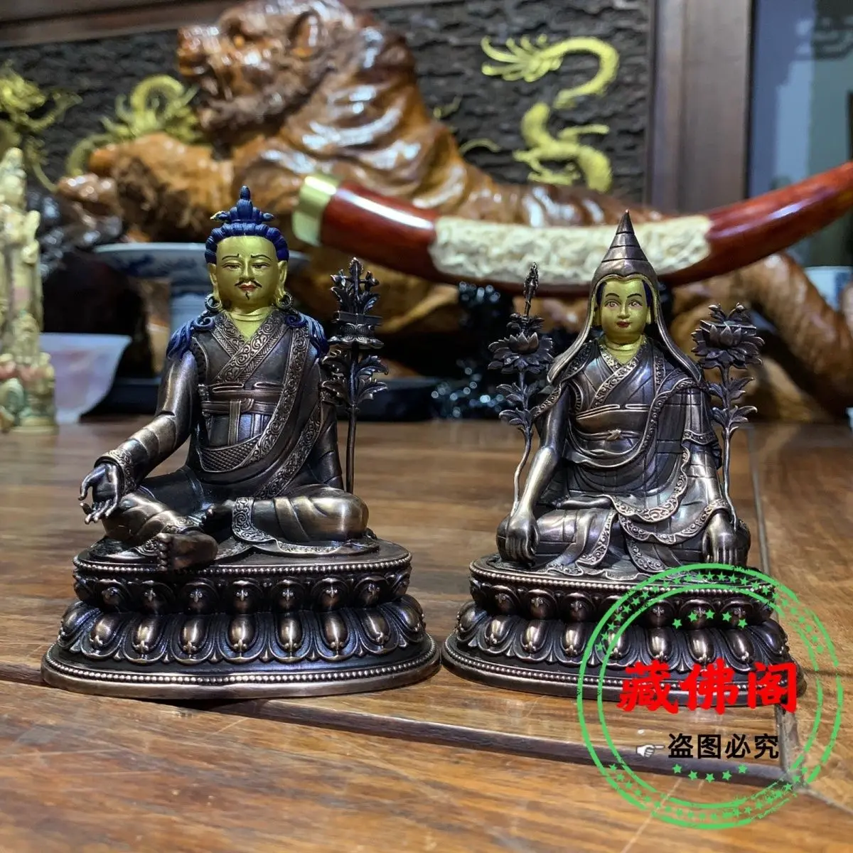 10 cm Jin Meilin Ba Long Qinba pure copper household Tibetan bronze statue Buddha living room home home large.