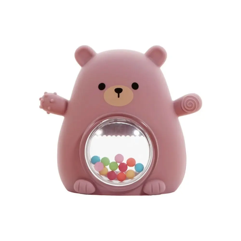 Portable Cute Bear Shape Baby Silicone Teether Anti Slip Food Grade Baby Rattle Toy BPA Free Washable Chew Toy Infant Play