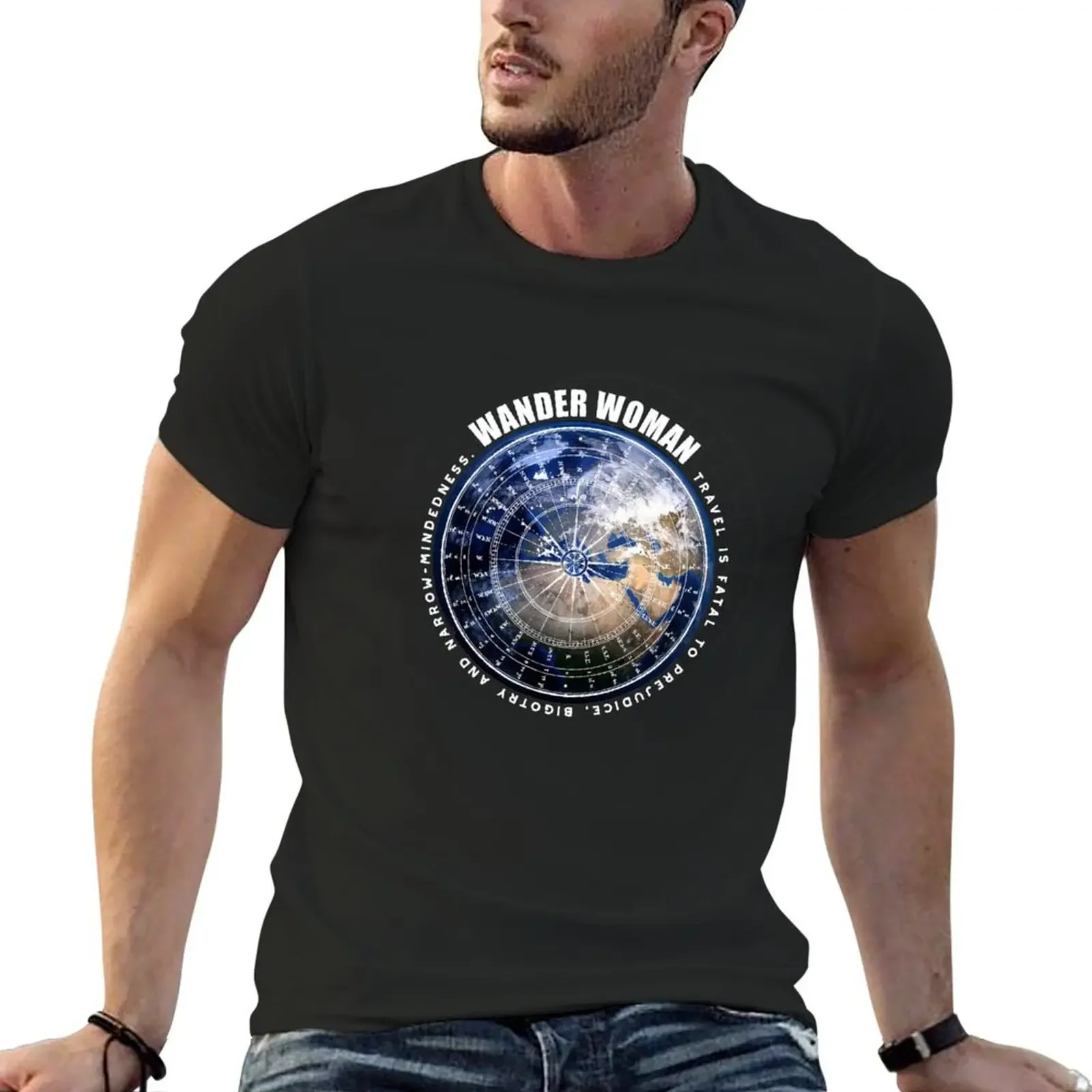 Wander Woman Travel, Globetrotter. Quote, Saying, Compass. T-Shirt blue archive cheap stuff blacks mens graphic t-shirts hip hop