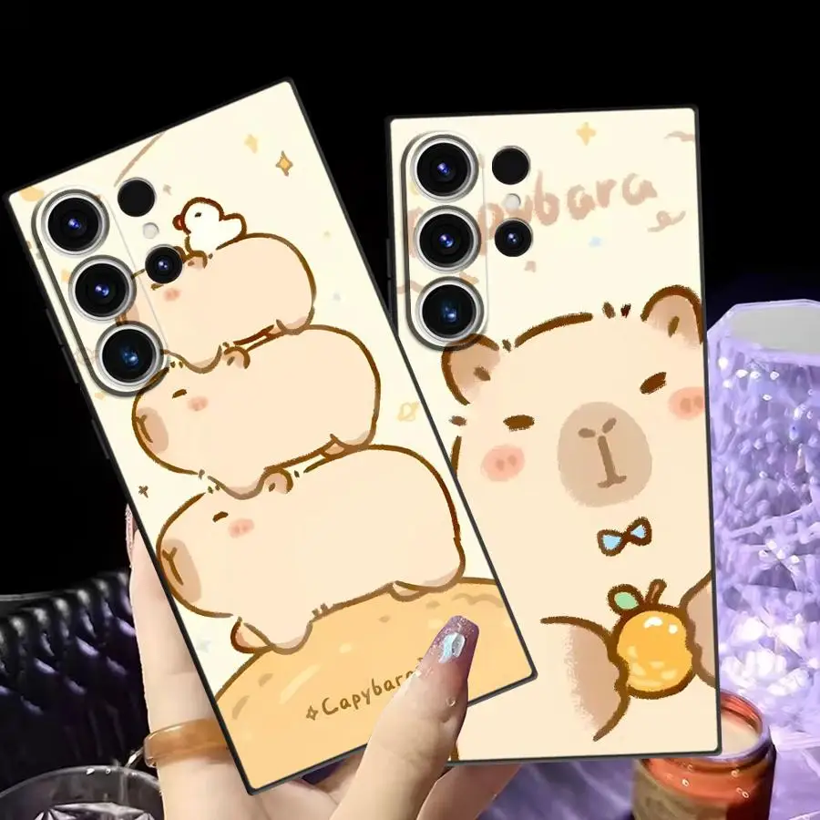 Case for Samsung Galaxy S22 S25+ S21 S25 Ultra S24 Plus S9 S23 FE S20 S24+ Soft Back Phone Cover Cartoon Cute Capybara