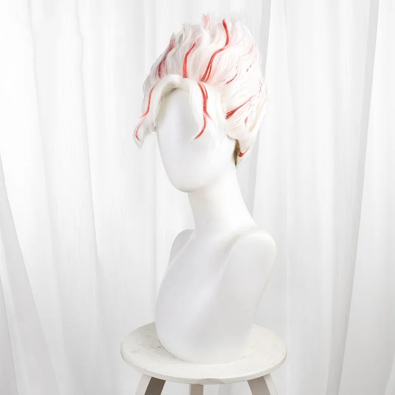 애니메이션 DAN DA DAN 타카쿠라 켄 오컬트 코스프레 가발 안경 남성 화이트 레드 짧은 곱슬 머리 할로윈 파티 카니발 합성 가발