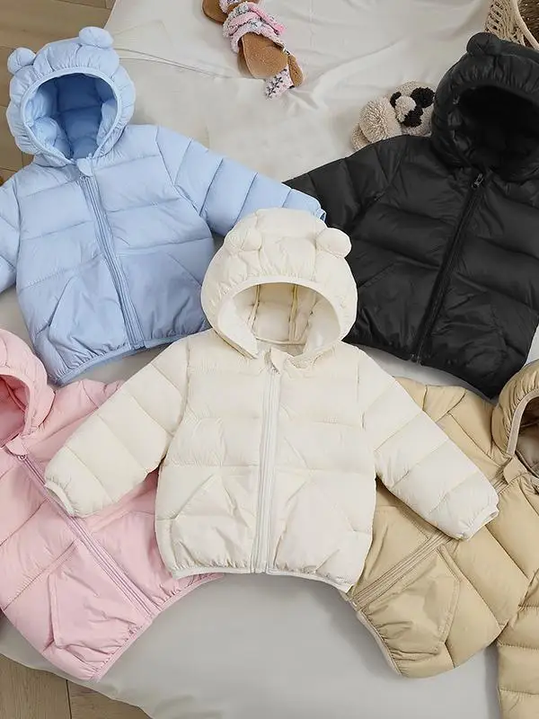 

Children's Winter Faionable Lightweight Hooded Cotton Jaet Comfortable Warm Casual Pure Color Polyester Filling Coat