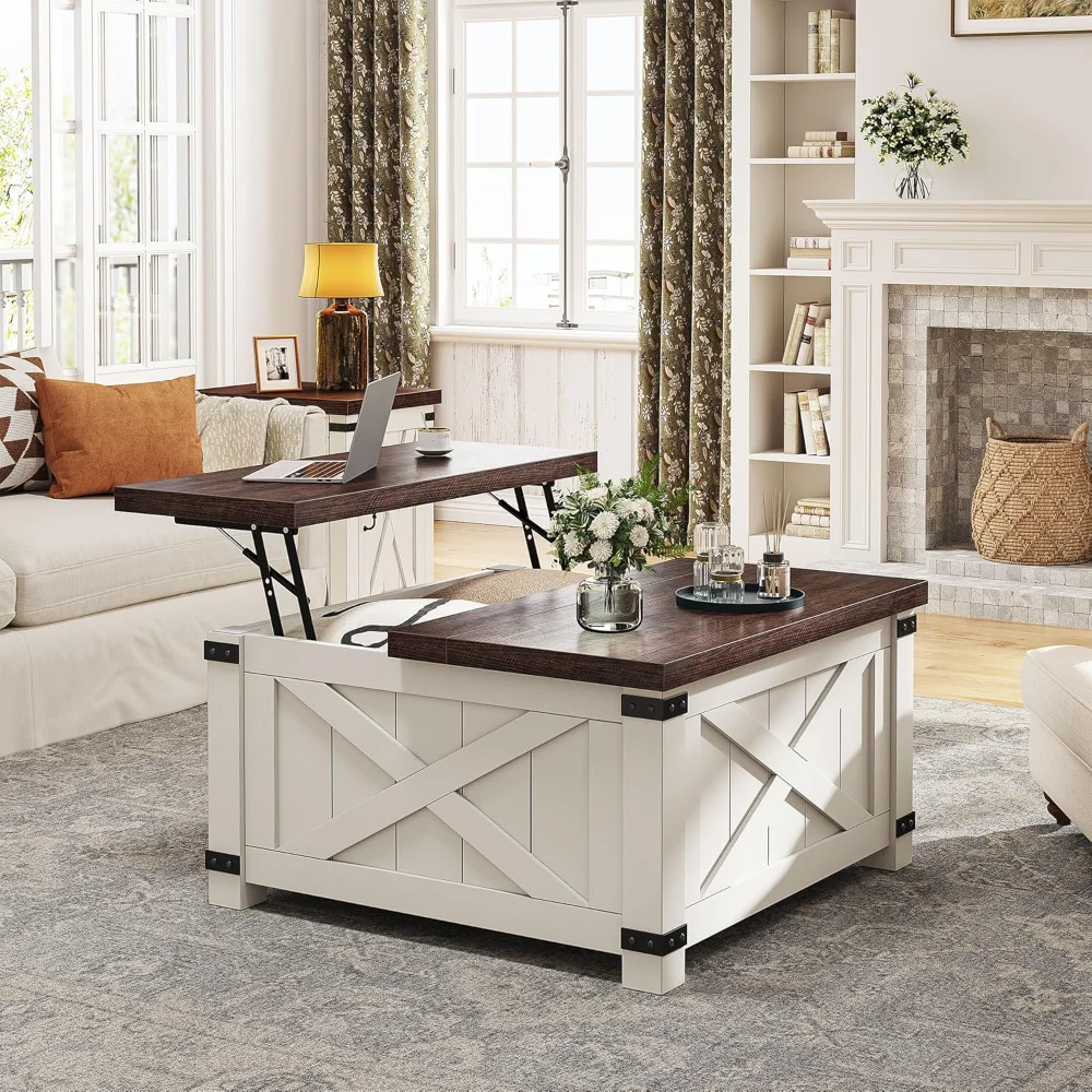 

Lift Top Coffee Table with Storage 35.7" W Coffee Tables for Living Room, Farmhouse Coffee Table