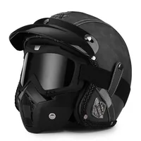 Casco de motocicleta vintage VGV extraíble ​ Máscara Cruiser 3/4 Casco cara abierta hombre falta transpirable protección contra quemaduras solares Todas las estaciones