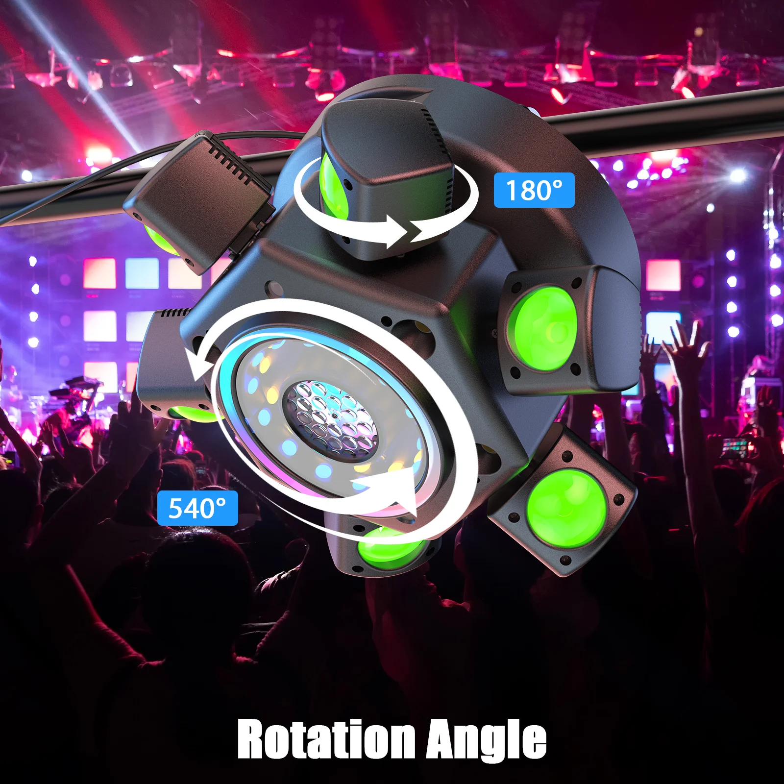 U'King 100W 6-Arm RGBW Beam Moving Head Light With Remote Control Rotating Strobe Stage Light DJ Light For Wedding Party Bar KTV