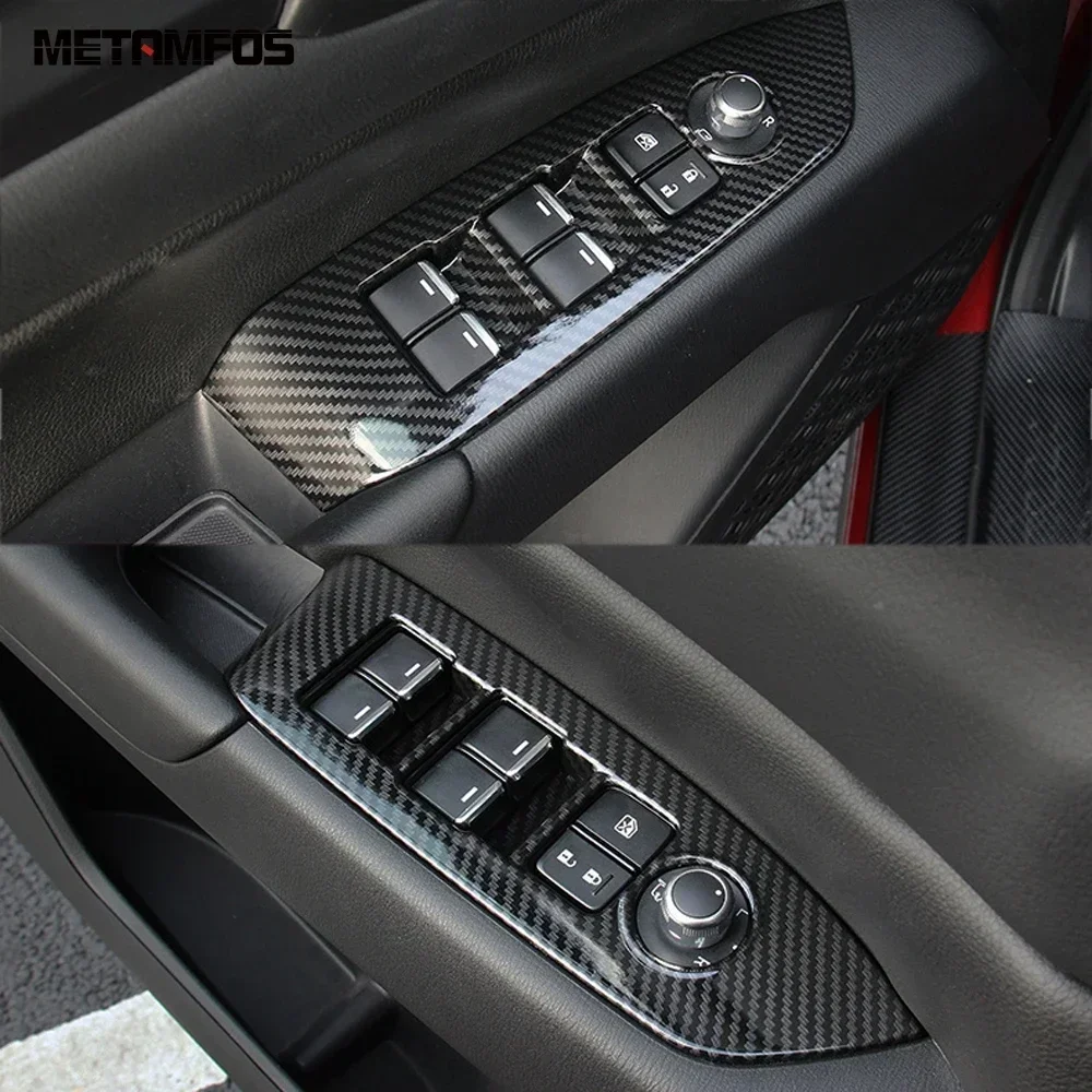 

Автомобильные аксессуары для Mazda CX-5 CX5 KF CX-8 CX8 2017-2023 2024, внутренняя крышка переключателя подъема окна из углеродного волокна, накладка на рамку подлокотника