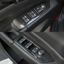 Car Accessories For Mazda CX-5 CX5 KF CX-8 CX8 2017-2023 2024 Interior Carbon Fiber Window Lift Switch Cover Trim Armrest Frame