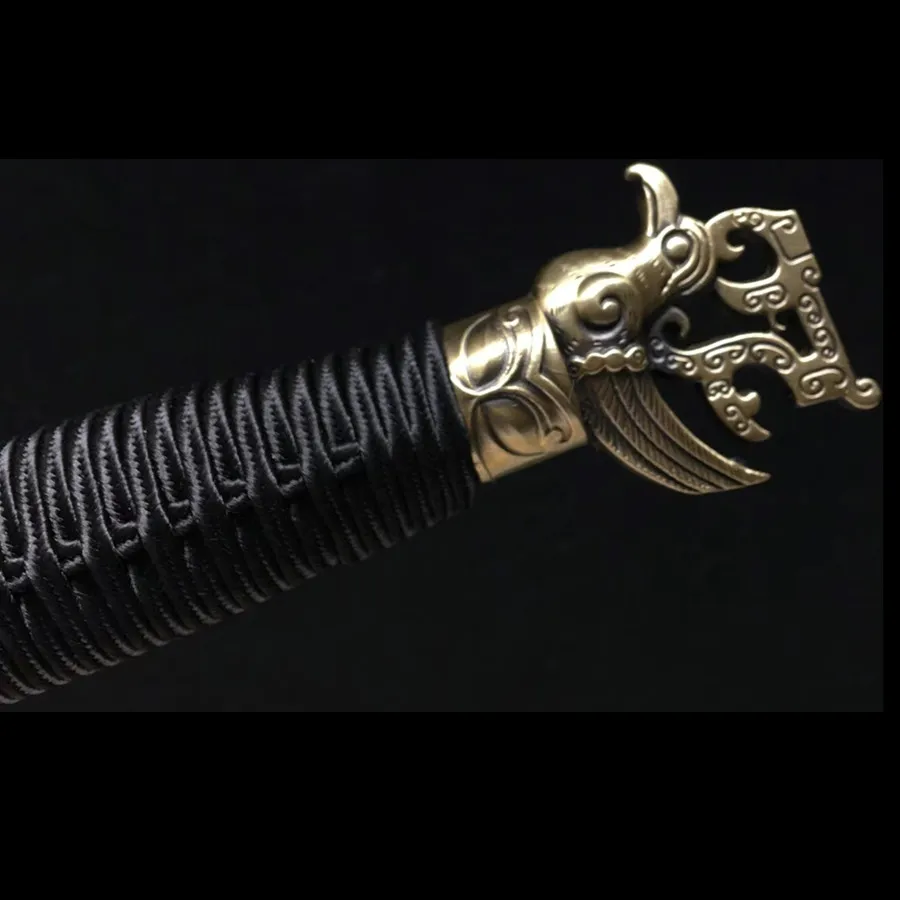 High Quality Chinese KungFu Jian Han-jian Sword Katana Hand Forge Damascus Steel Blade Ebony Sheath Full Tang New Nice