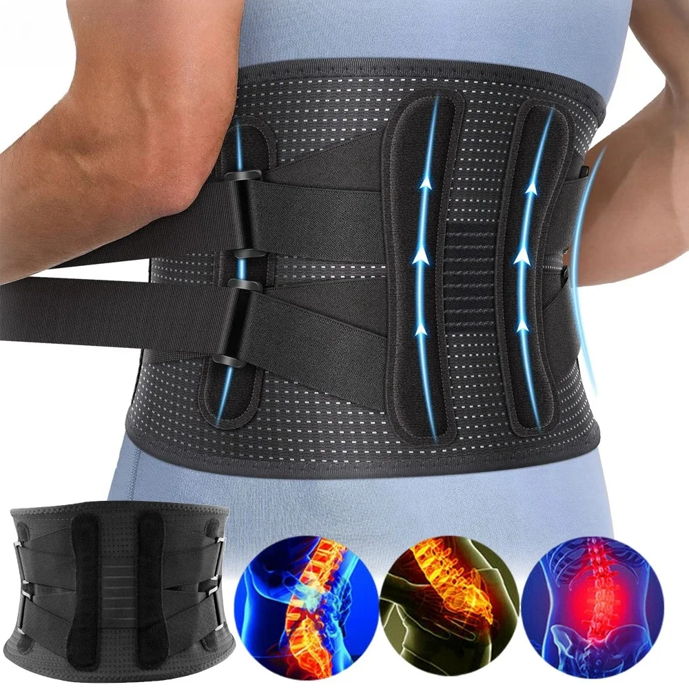 Lumbar Support Belt Lower Back With 4 Pieces Of Medical Grade Strong Steel Bracket Breathable Waist Support Belt Gym Pain Relief