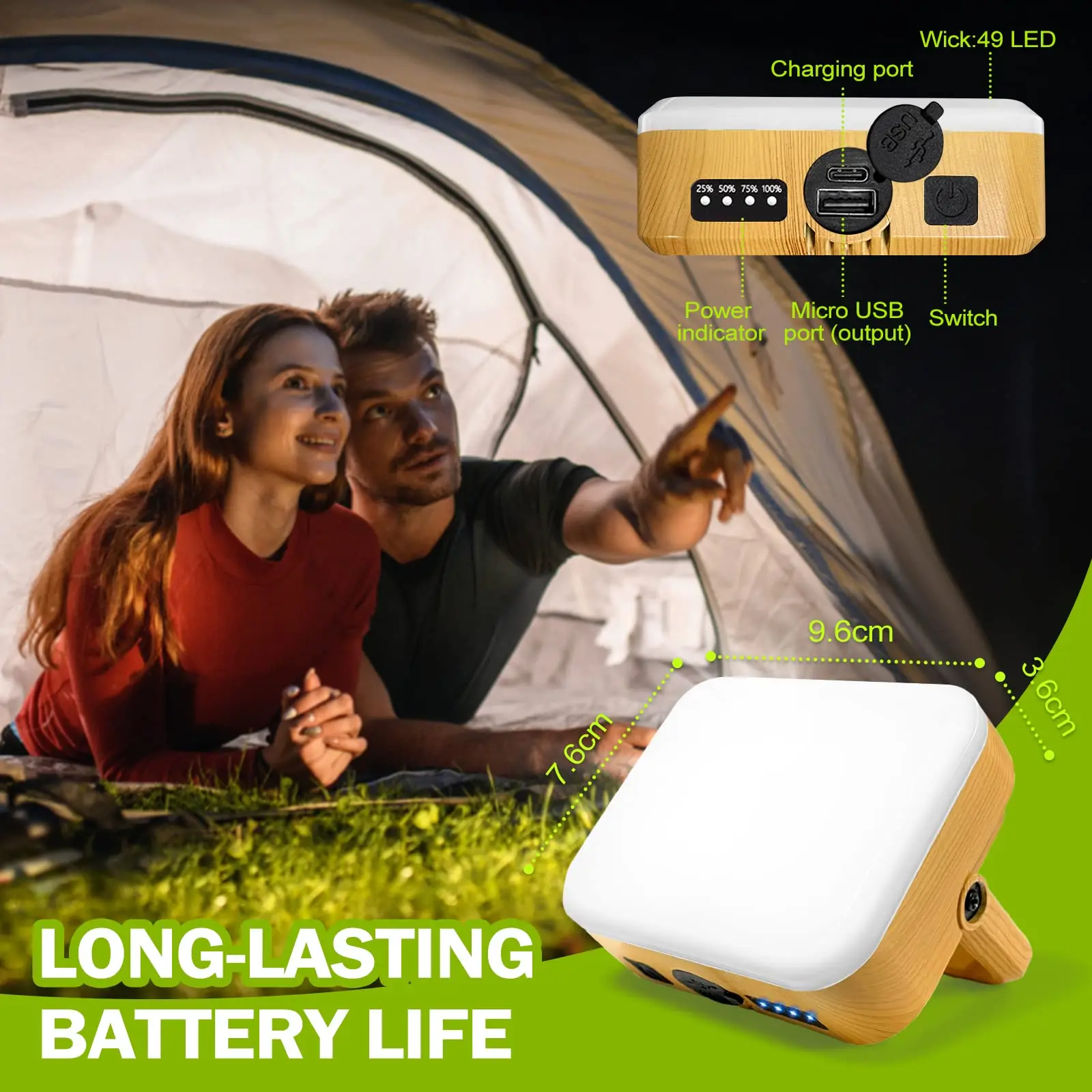 Led Camping Lantaarn Lamp Zaklamp 6000Mah 1000lm Draagbare Oplaadbare Met Magneet 4 Lichtmodi Waterdichte Tent Lantaarn