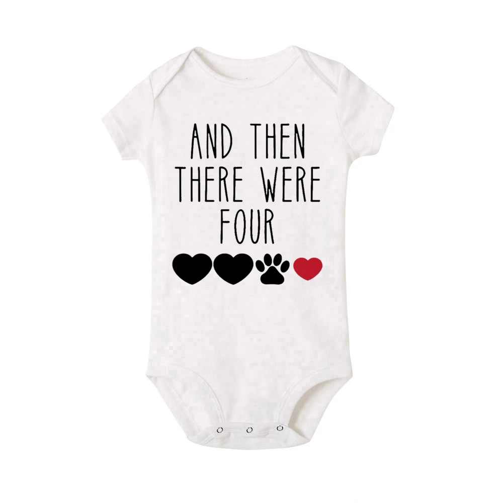 赤ちゃんの半袖ボディスーツ,妊娠発表服,幼児服,ジャンプスーツ,新生児ロンパース,私たちが4つのプリントをした後