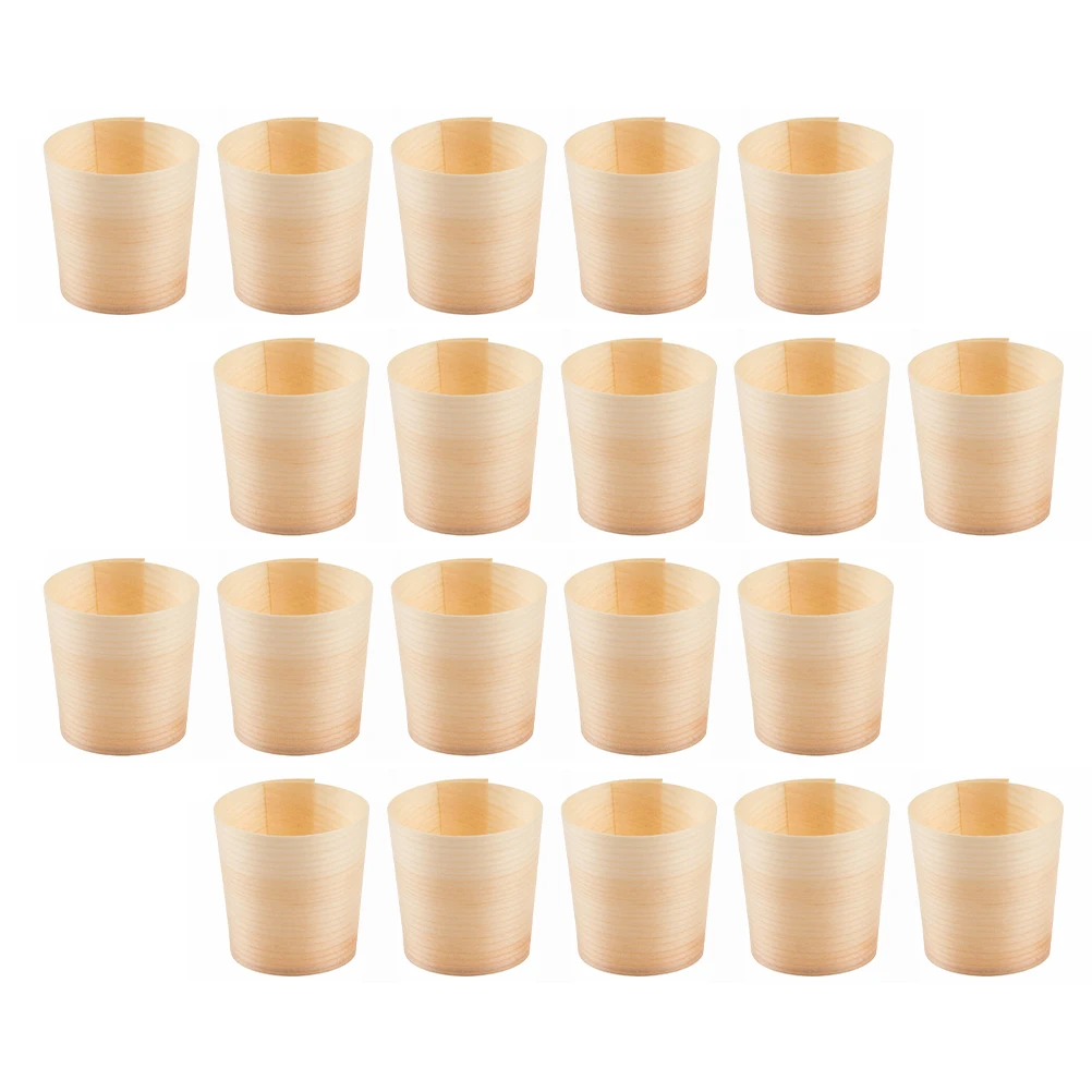 

40 Pcs Disposable Wood Cups 4 5CM Eco Round Water Cups Friendly Drink Salad Portable Salad Holder Holder Party Supplies