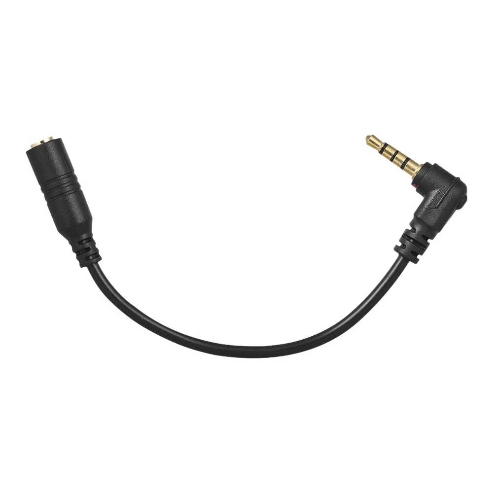 New Arrivals-3.5Mm 3 Pole TRS Female To 4 Pole TRRS Male 90 Degree Right Angled Microphone Adapter Cable Audio Stereo Mic Conver