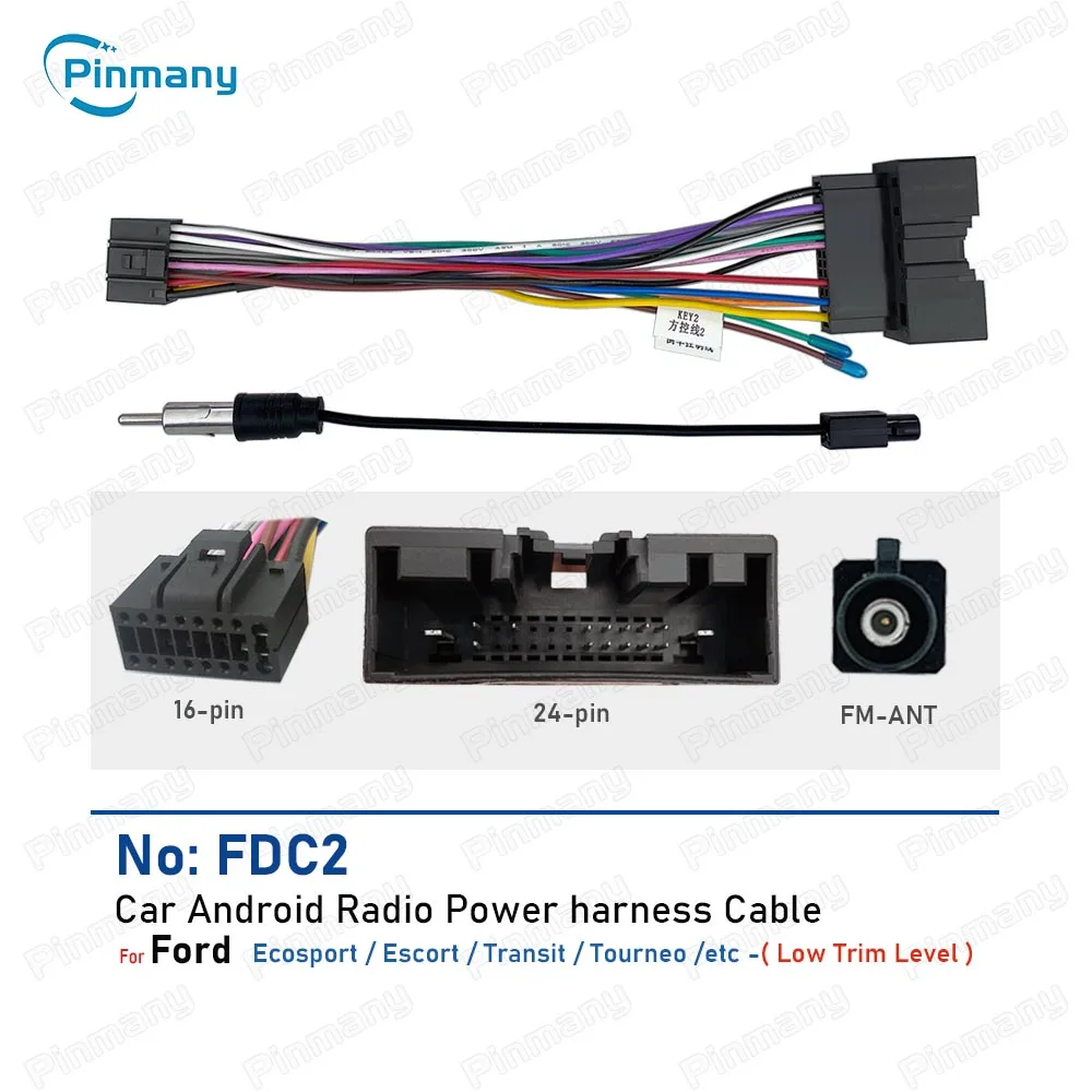Adaptador de Cable estéreo para coche, conector de arnés de cables de alimentación de Radio android, enchufe FDC2 para Ford Ecosport Escort Transit Tourneo