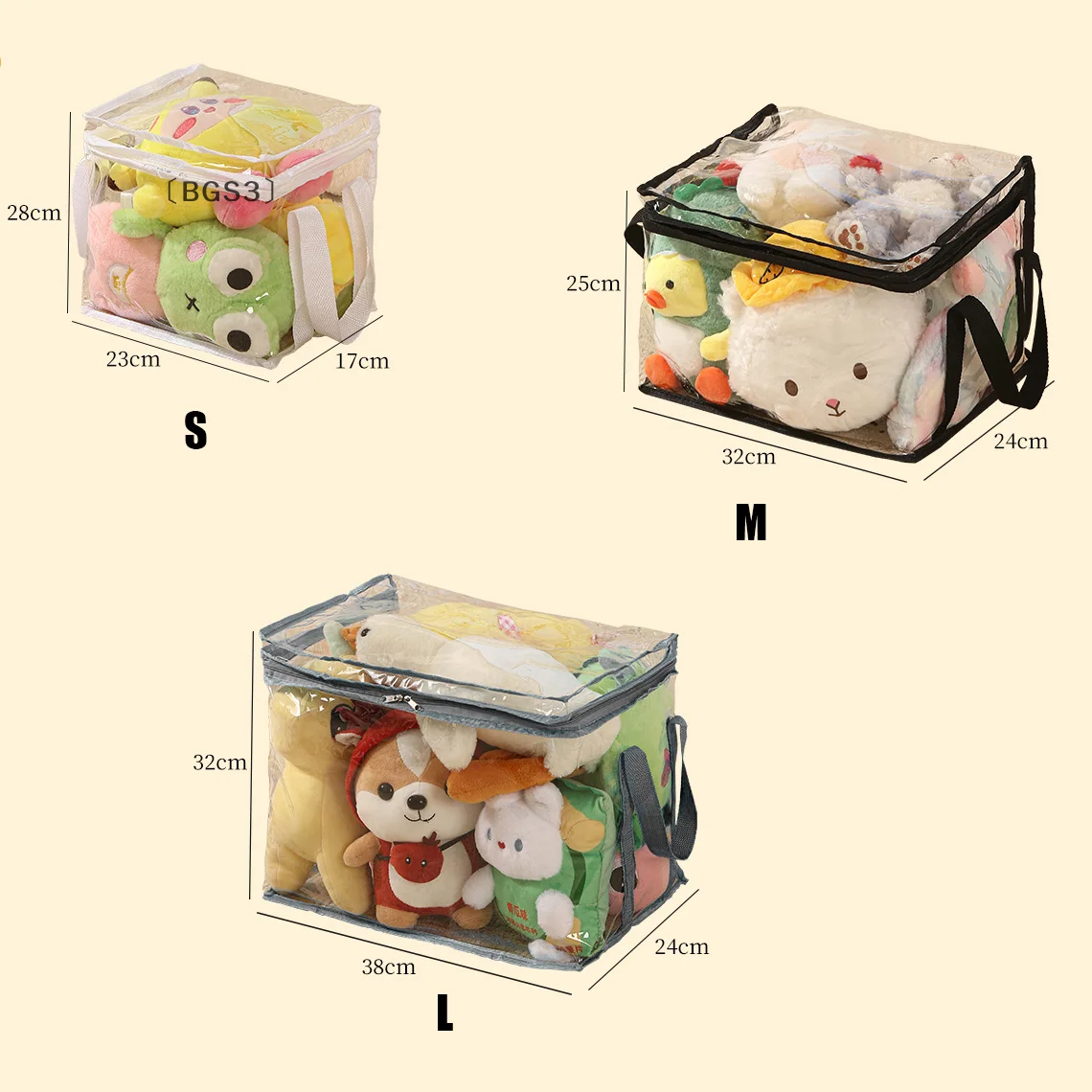 〔BGS3〕Large Capacity Plush Toy Storage Bag Waterproof Organizer For Kids Dolls Stuffed Animals Student Books Storage Container