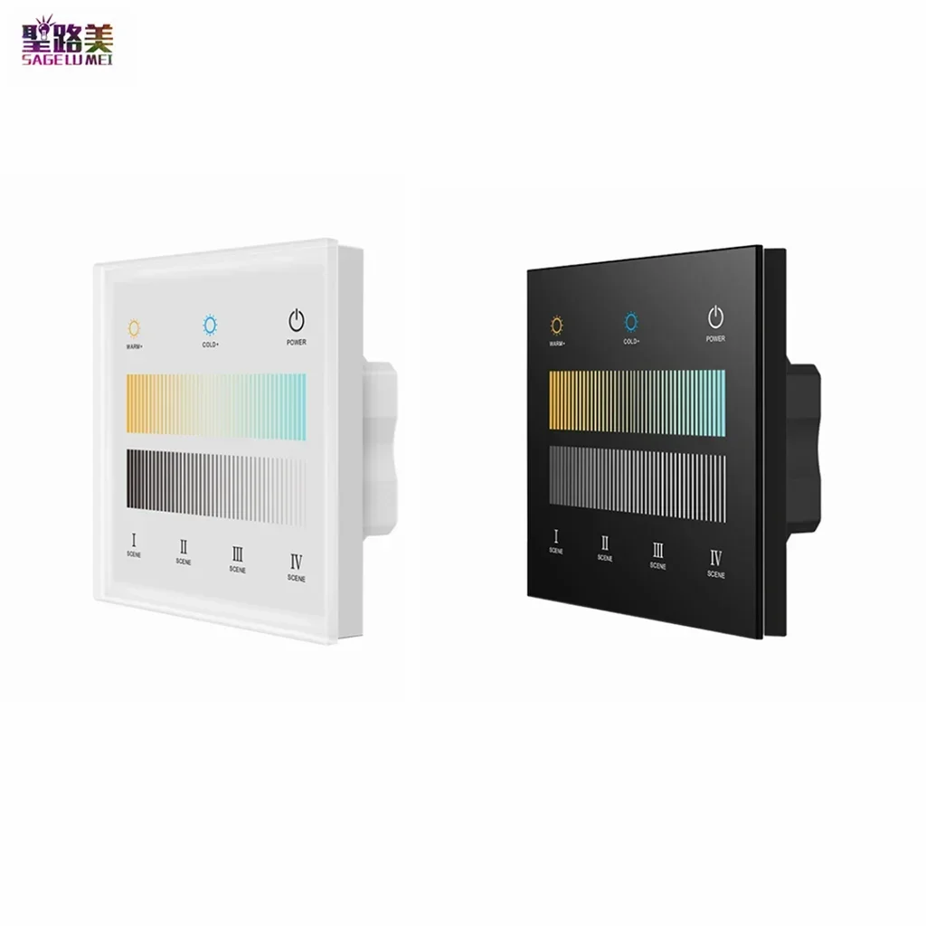 

AC100V-220V Input 2CH*20mA Color Temperature Touch Glass Panel Controller 2.4G RF 0-10V CCT Dimmer T2-L For Single Color Strip