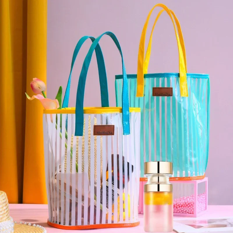 Mesh Beach Bag Large-Capacity Swimming Bag For Children Beach Toys Baskets Portable Travel Storage Wash Packet Quick Dry PVC Tot
