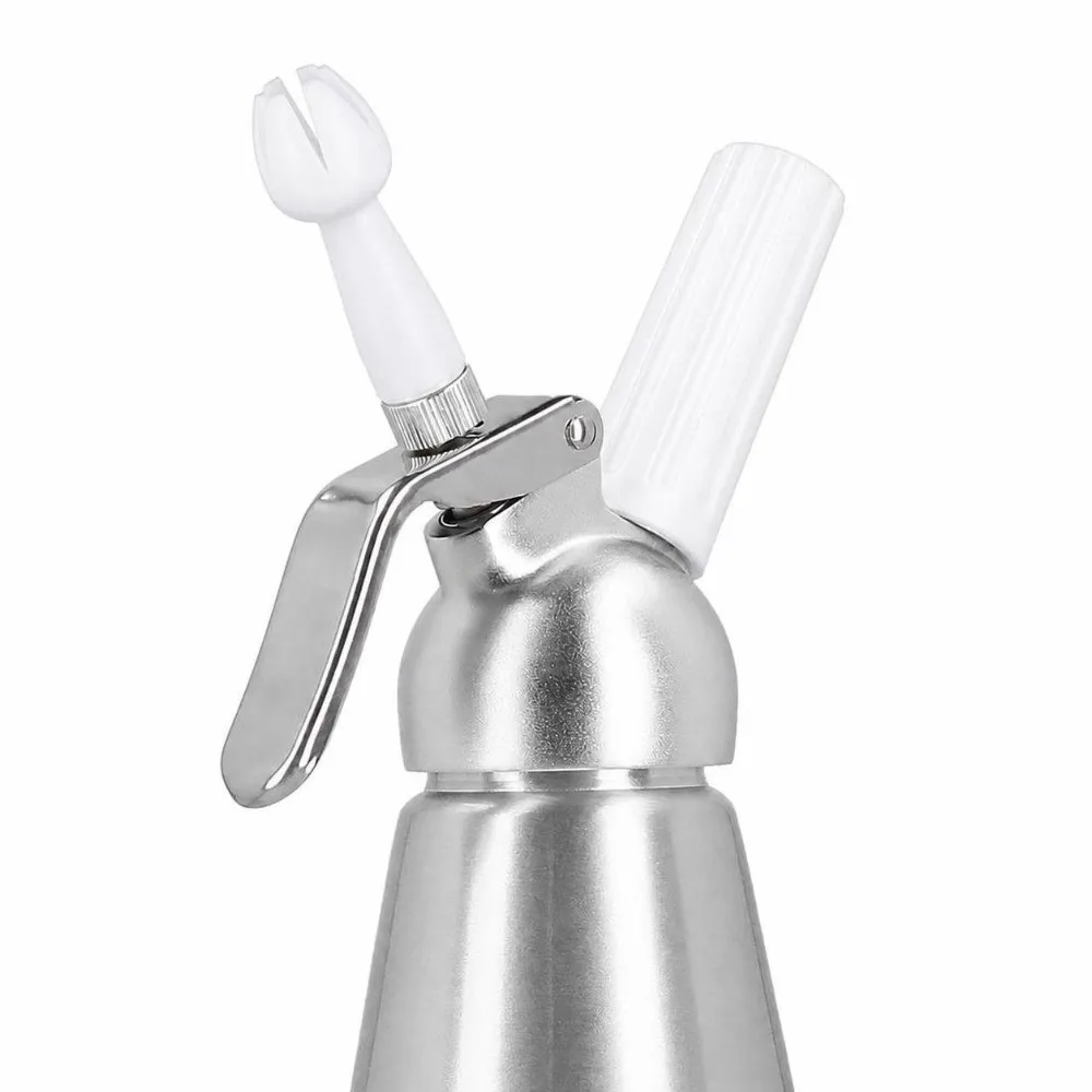 1000ml Capacity Whipped Cream Dispenser Aluminum Manual Operation Cream Whipper Decorating Nozzle 3 Decorating Nozzles\
