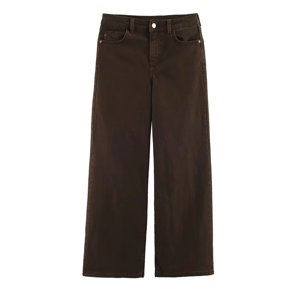 Women High Waist Wide Leg Jeans, Casual Loose Straight Denim Pants, Fashion Multi-color Baggy Trousers