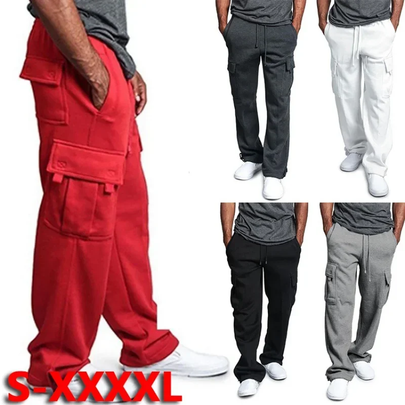 New Men Multi-pocket Overalls Pants Men's Guard Pants Casual Elasticated Trousers Solid Color sports Pants