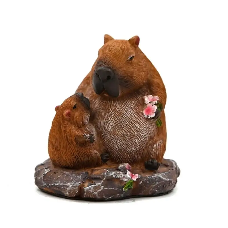 

G6KF Resins Capybara Figurine Miniature Ornament for Home Office Interior Decoration