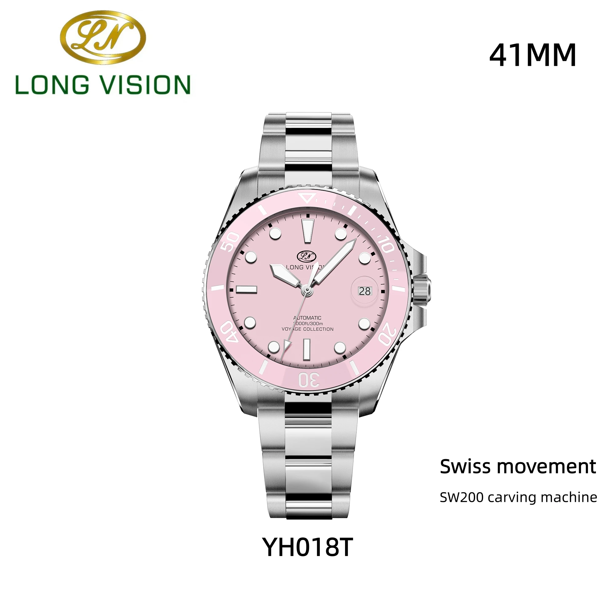Long Vision Premium Men's Diver Watch Automatic Swiss SW200 Movement Luminous Formal Business Wristwatch YH018T YH019T