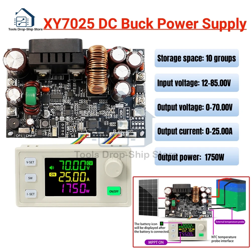 XY7025 70V/25A/1750W Buck Converter CC CV CNC Stabilized Power Supply Adjustable Regulated Voltage and Current Step-down Module