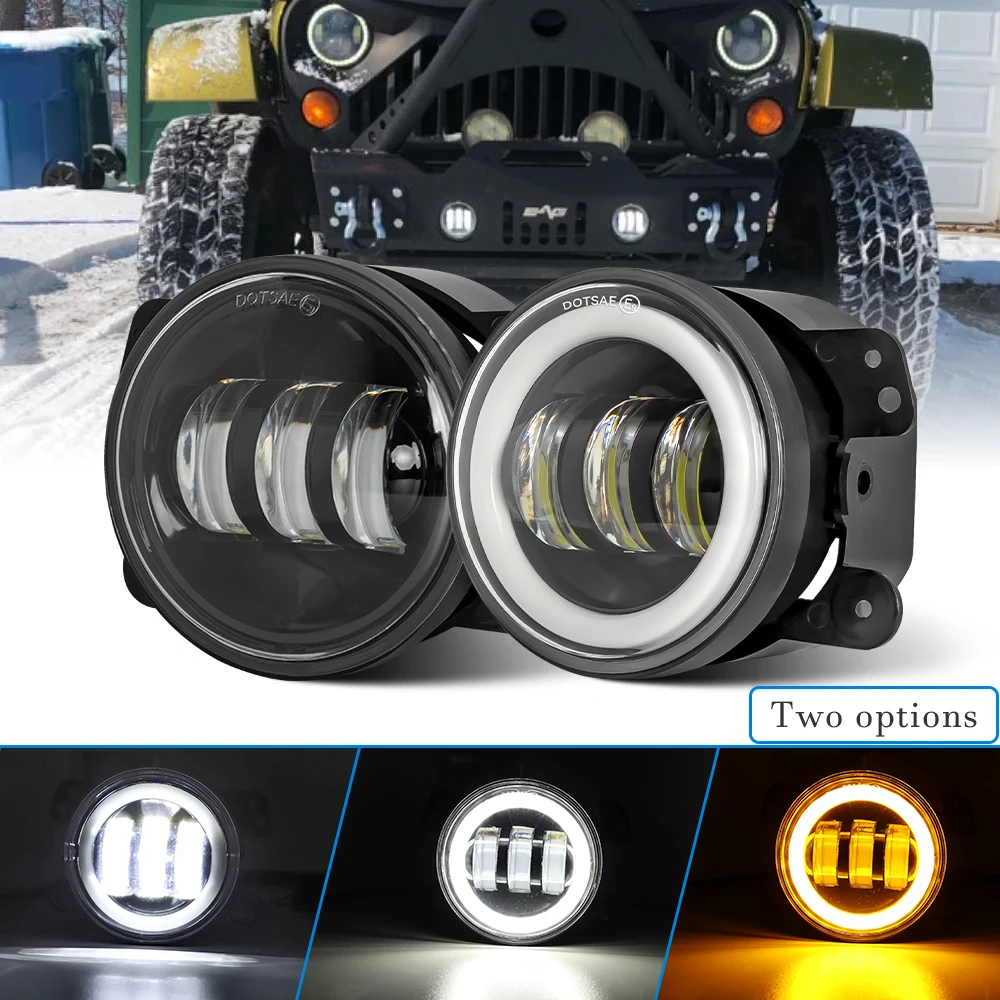 4 Inch Round LED Fog Lights Auto Car Fog Lamp DRL Front Driving Lamps For Wrangler JK Dodge Citroen Ford Honda Suzuki
