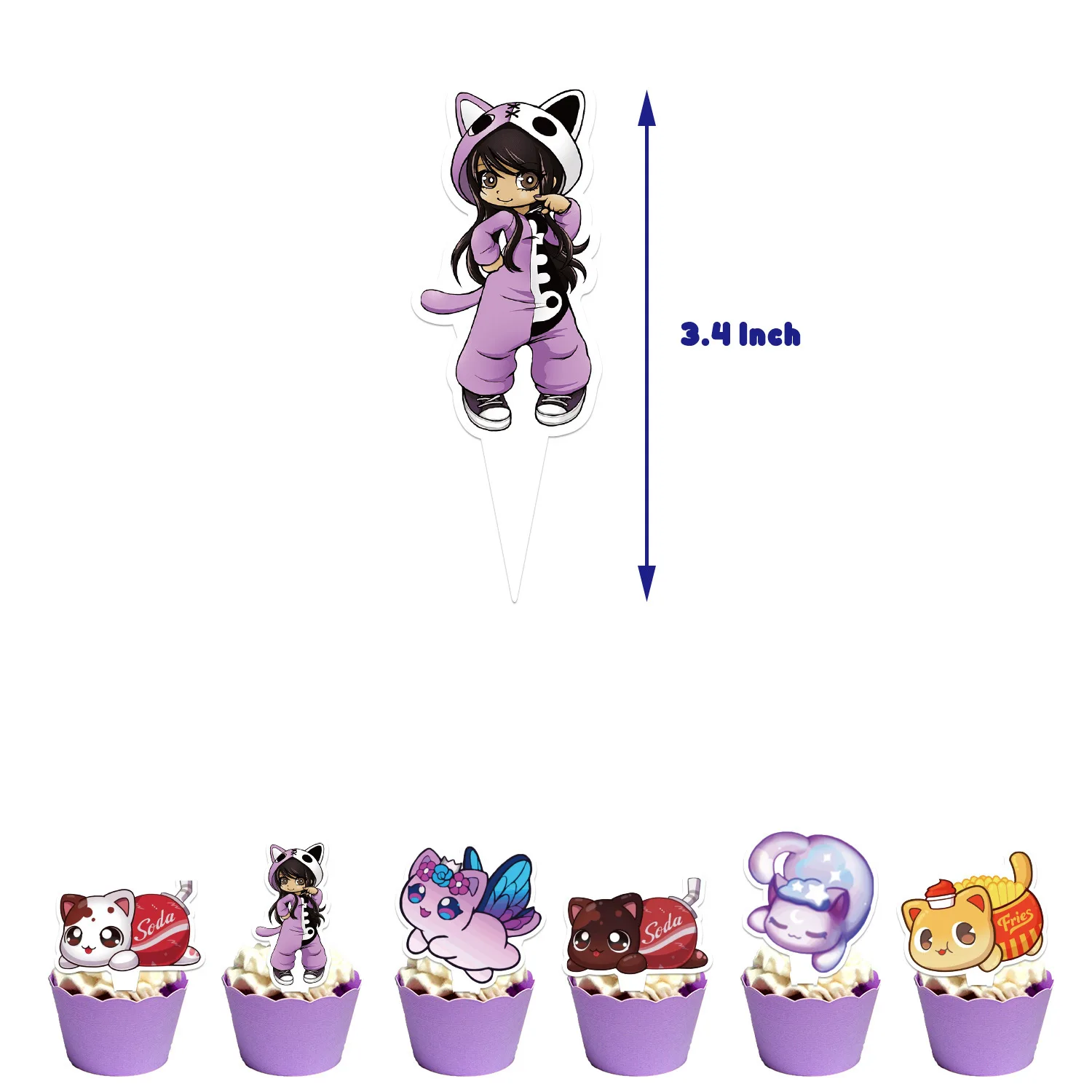 Aphmau Plushies series Birthday Party dinnerware Disposable Banner Cake Topper Hanging Flag Cute cat Balloon Birthday Decoration