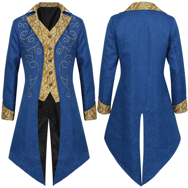 

S-3XL Medieval Jacquard Victorian Tuexdo Cosplay Gothic Tailcoat Renaissanc Nobleman Prince Jacket Halloween Party Stage Costume