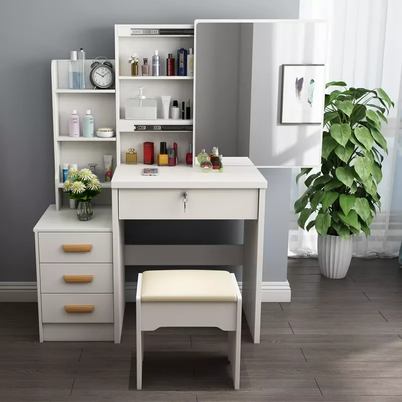 White Bedroom Tocador Vanity Dresser Drawer Mirrored Set Makeup Dressers Dressing Table With Lightpromote sales