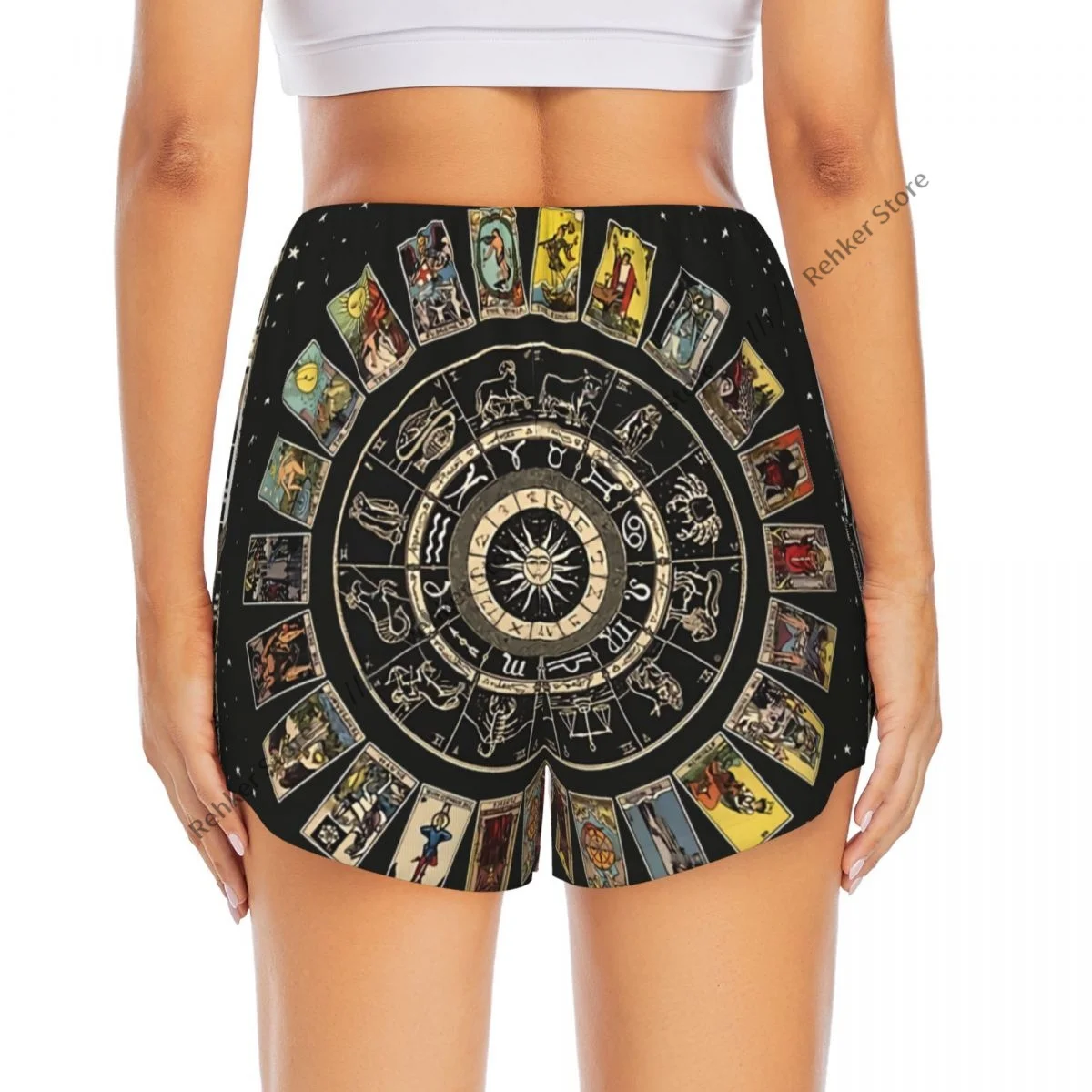 Women Yoga Shorts Moon Sun With Tarot Workout Shorts Fitness quick-dry Ladies Yoga Gym Running Short Pants Sportswear