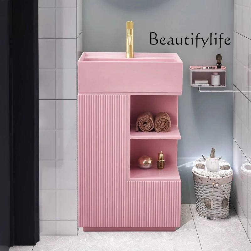 

Nordic vertical wash basin integrated balcony toilet floor wash face bathroom toilet column