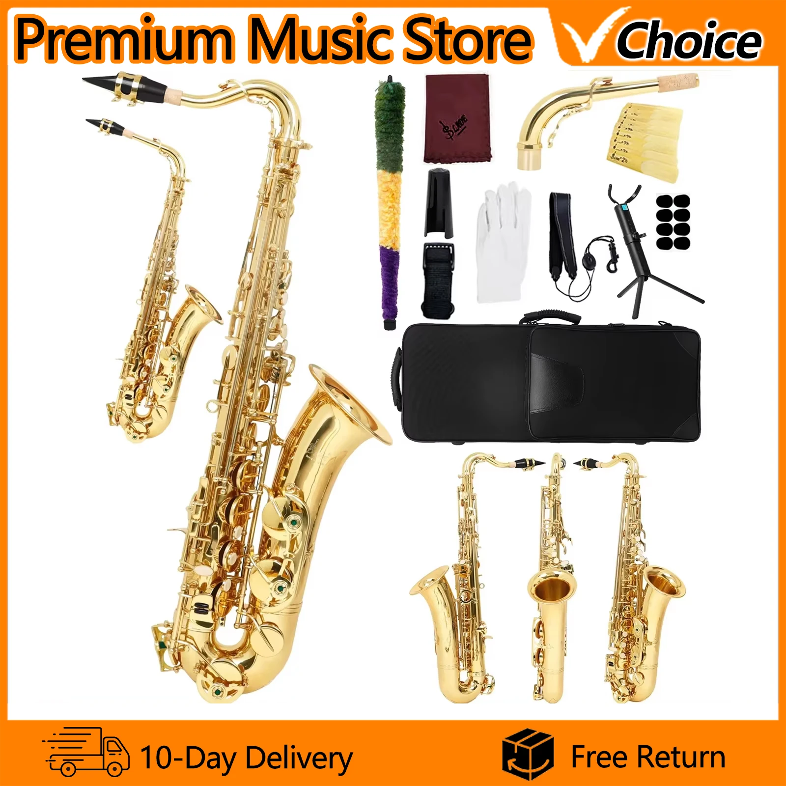 SLADE C Melody Alto Saxophone Premium Brass Body Beginner Student Alto Saxophone Kit with Case Mouthpiece Reeds for All Ages