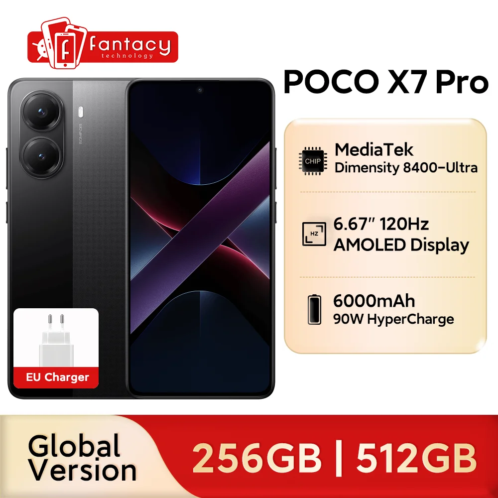 POCO X7 Pro 5G Global Version Smartphone Dimensity 8400-Ultra 50MP camera with OIS 6000mAh 90W HyperCharge 6.67