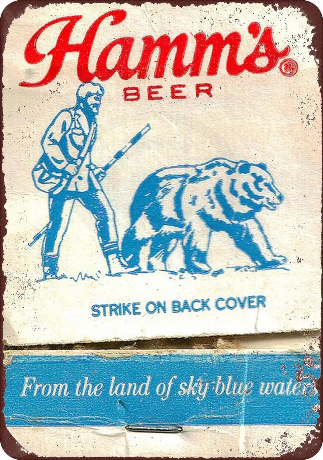 Hamm's Beer Bear Strike on Back Cover Vintage Reproduction Metal Sign 8 x 12 sign