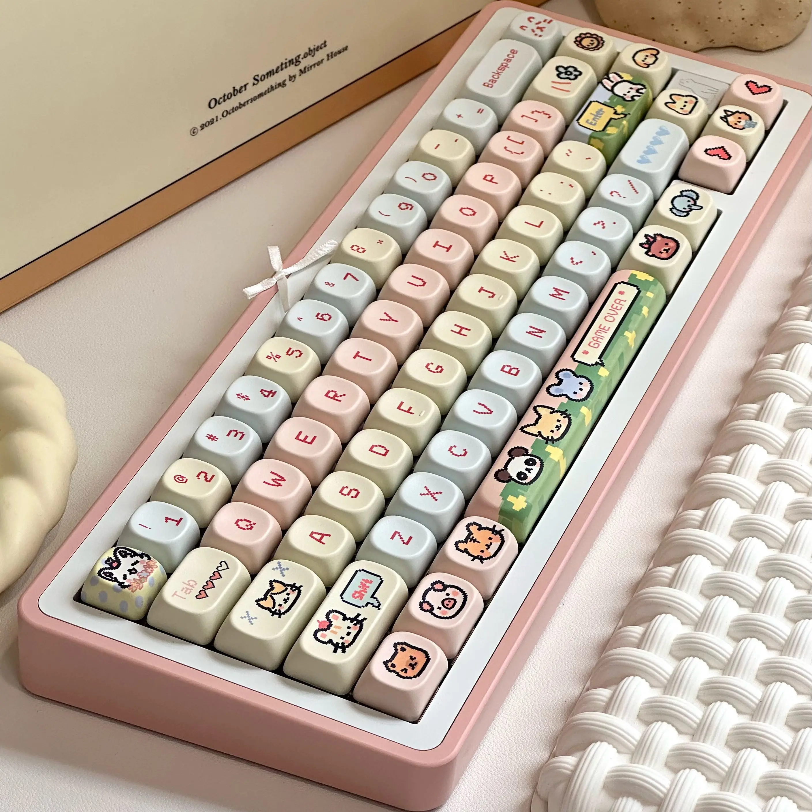 95/118 Keys Pixel Paradise Keycaps Game Cute Chreey/MOA Highly Sublimated High-value Gifts Custom Mechanical Keyboard Keycaps