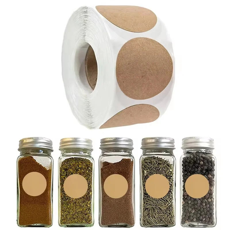 1-5Pcs/Roll Kraft Round Self-adhesive Stickers Labels Sticker DIY Handmade Paper Items Classification For Office Home Stationery